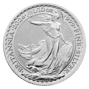 1/10 oz strieborná minca Britannia 2026 – druhá strana