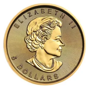1/10 oz zlatá minca Maple Leaf – staršie ročníky – druhá strana