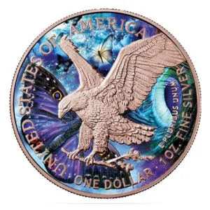 1 oz strieborná minca American Eagle 2021 – Motýľ, Spirit Animals, Art Color Collection