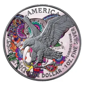 1 oz strieborná minca American Eagle 2021 – Slon, Spirit Animals, Art Color Collection