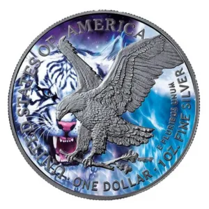 1 oz strieborná minca American Eagle 2021 – Tiger, Spirit Animals, Art Color Collection