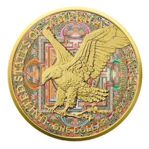 1 oz strieborná minca American Eagle 2022 – Kruh života, Art Color Collection – druhá strana
