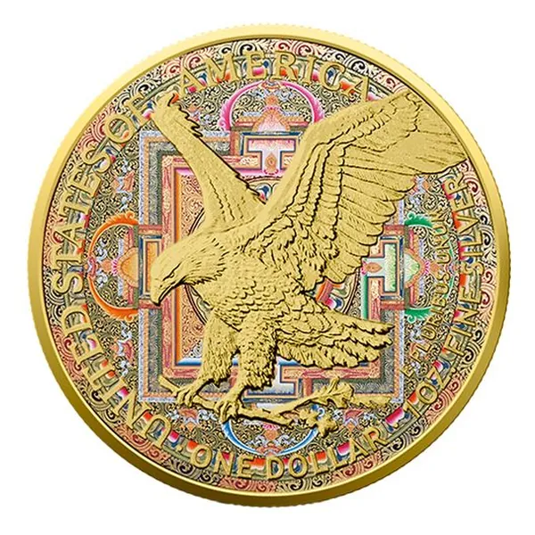 1 oz strieborná minca American Eagle 2022 – Kruh života, Art Color Collection – druhá strana