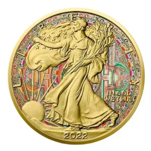 1 oz strieborná minca American Eagle 2022 – Kruh života, Art Color Collection