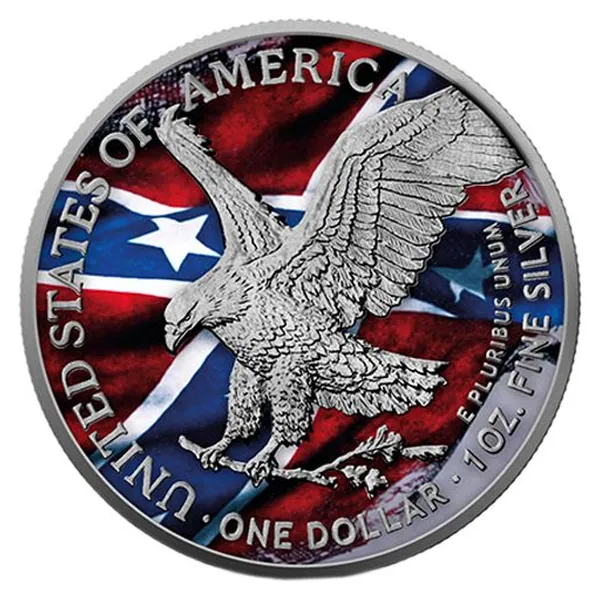 1 oz strieborná minca American Eagle 2022 – orol s konfederačnou vlajkou, Art Color Collection