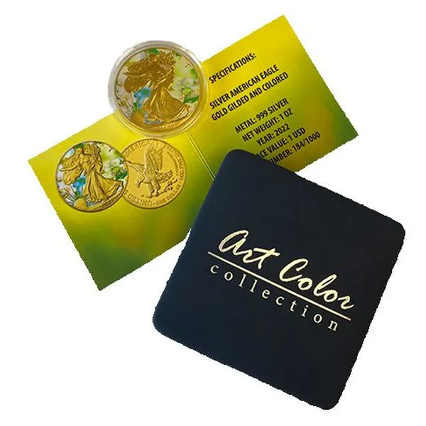 1 oz strieborná minca American Silver Eagle 2022 – Jar, Art Color Collection – balenie