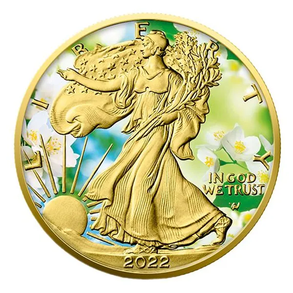 1 oz strieborná minca American Silver Eagle 2022 – Jar, Art Color Collection