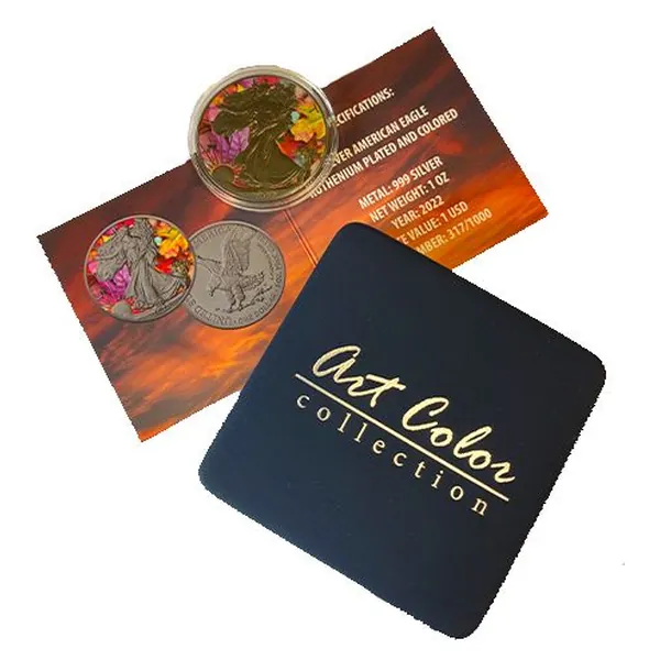 1 oz strieborná minca American Silver Eagle 2022 – Jeseň, Art Color Collection – balenie