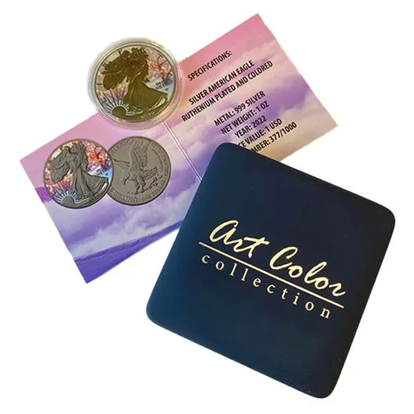 1 oz strieborná minca American Silver Eagle 2022 – Zima, Art Color Collection – balenie