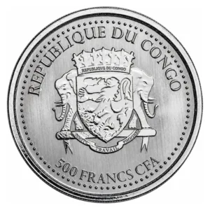 1 oz strieborná minca Kongo Gorilla – rôzne ročníky – druhá strana