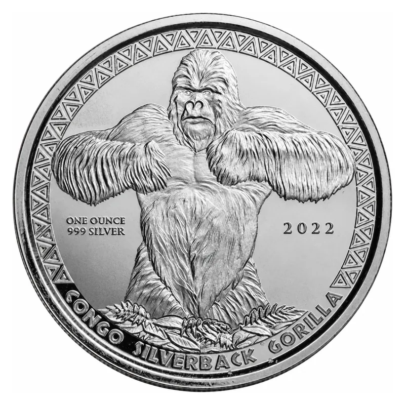1 oz strieborná minca Kongo Gorilla – rôzne ročníky