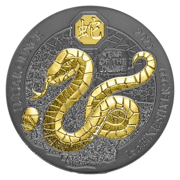1 oz strieborná minca Rok hada 2025 – ruténium a pozlátenie, Art Color Collection