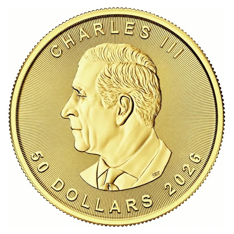 1 oz zlatá minca Maple Leaf – staršie ročníky – druhá strana