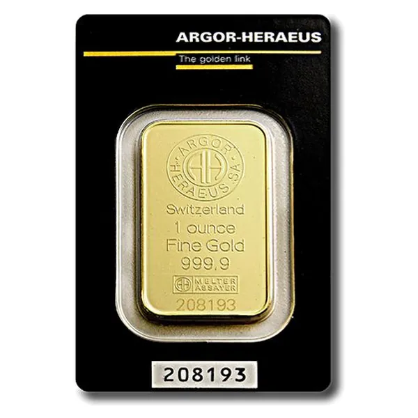1 oz zlatý zliatok Argor-Heraeus – druhá strana