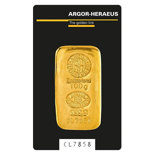 100 g zlatý zliatok Argor-Heraeus – liaty