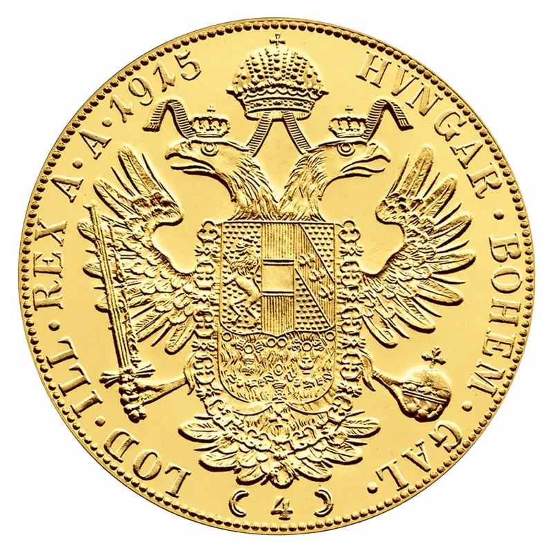 4 dukát zlatá minca František Jozef I. 1915 – novorazba – druhá strana