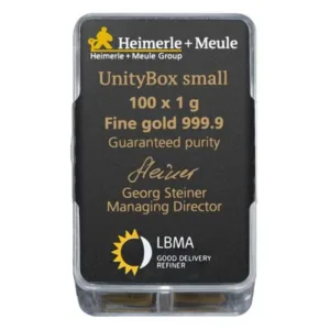 Heimerle + Meule UnityBox – 100 × 1 g zlaté zliatky – druhá strana
