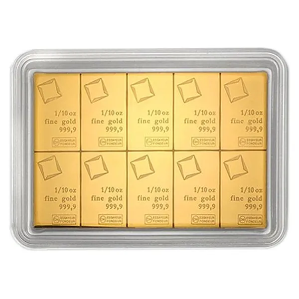 Valcambi CombiBar – 1 oz deliteľný zlatý zliatok (10 × 1/10 oz) – druhá strana