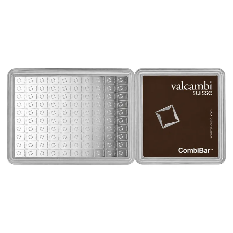 Valcambi CombiBar – 100 g deliteľný strieborný zliatok (100 × 1 g)