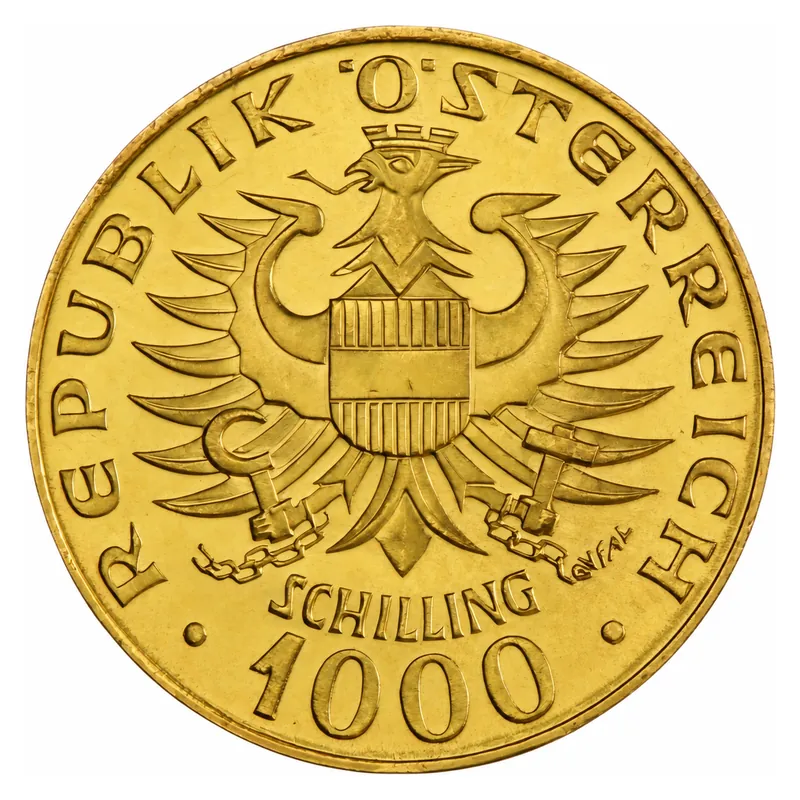 Zlatá minca 1000 Schilling Babenberger 1976 – druhá strana