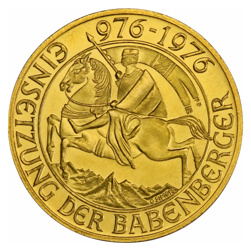 Zlatá minca 1000 Schilling Babenberger 1976